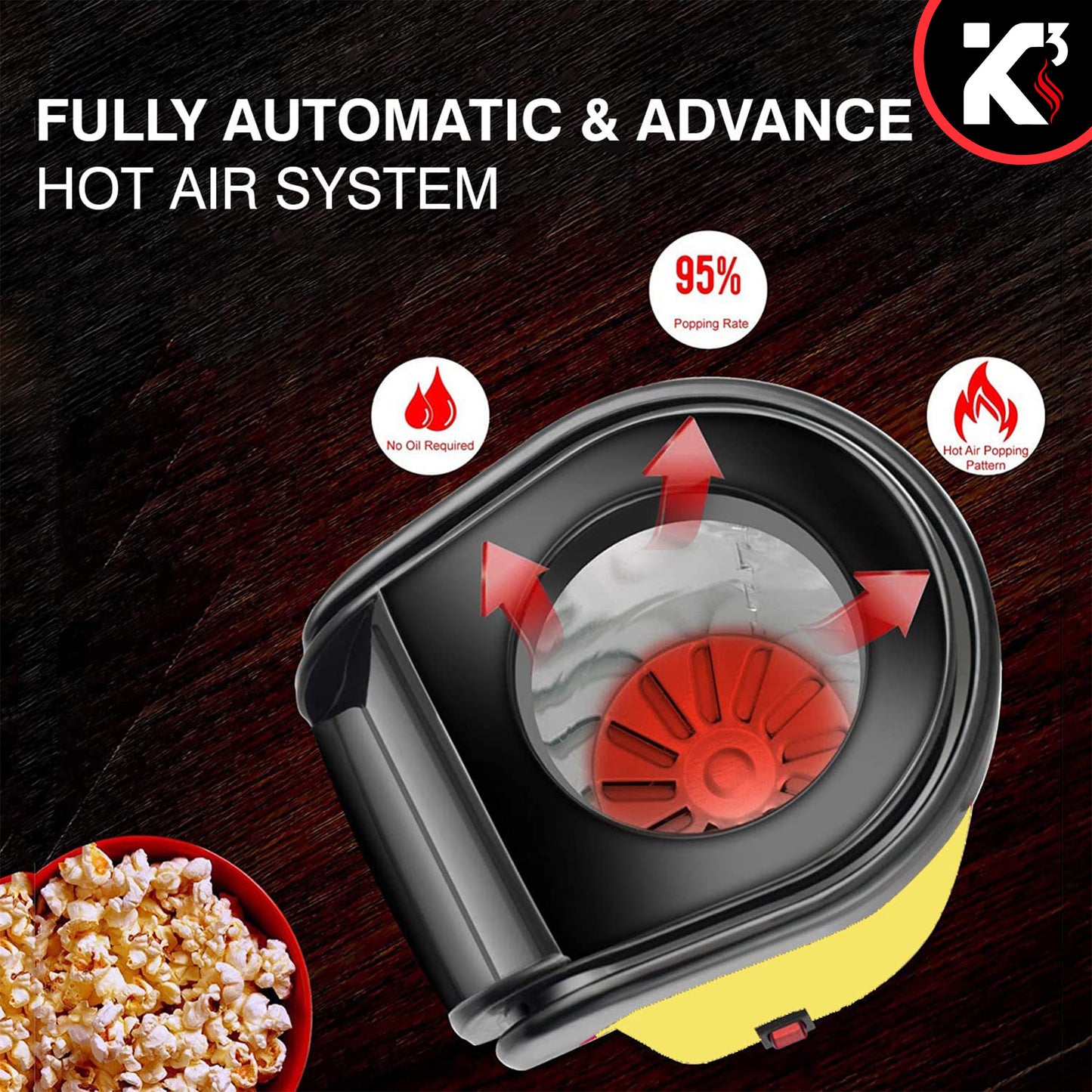 Kcubeinc Microwave Air Popper | BPA Free Premium Food Grade Silicone Hot Air Popcorn Maker | Replaces Microwave Popcorn Bags | Enjoy Air Popped Popcorn - No Oil Needed | POP BWL Y