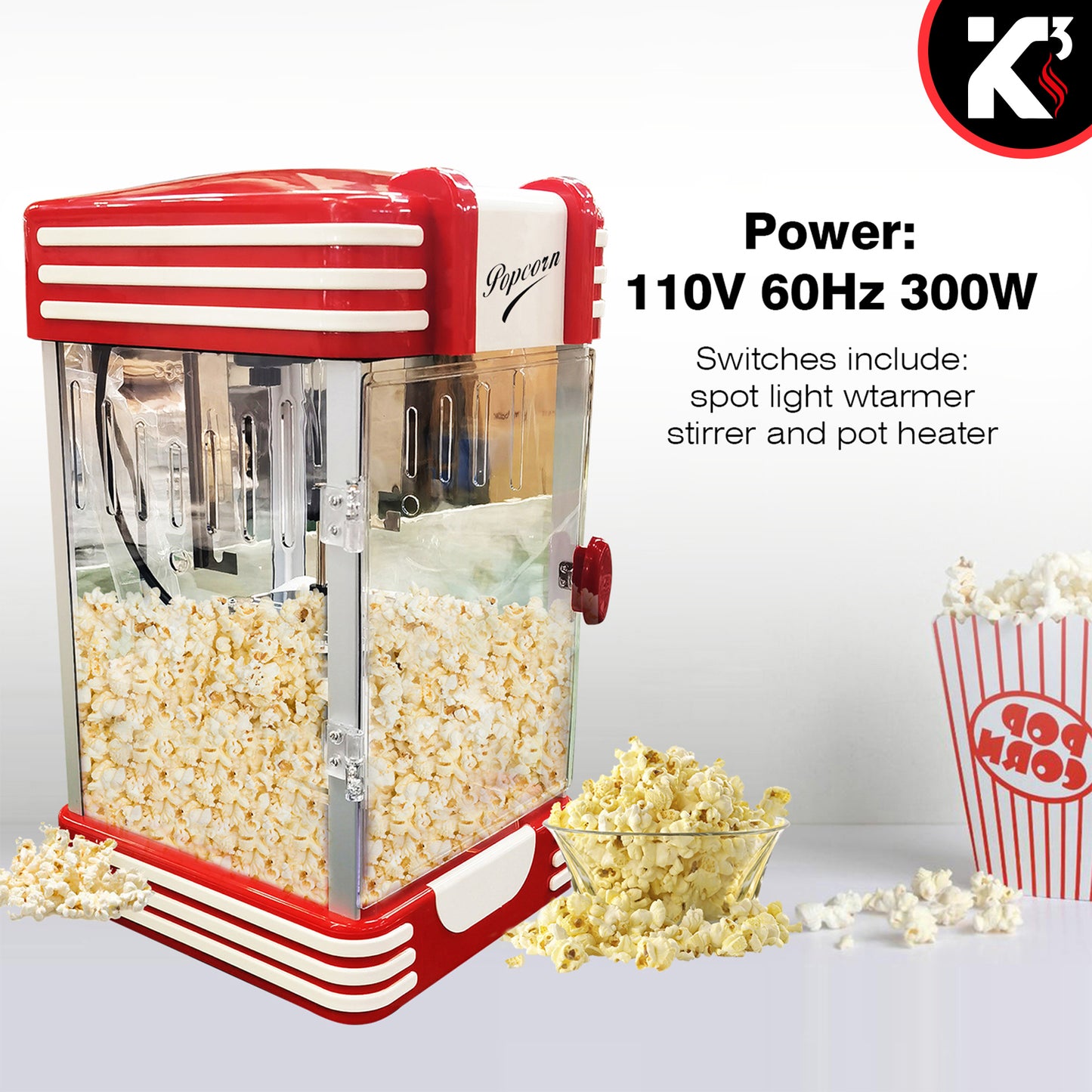 Kcubeinc Popcorn Popper Air Popper Machine Popcorn Maker Hot Air Pop Corn Machine POP 850