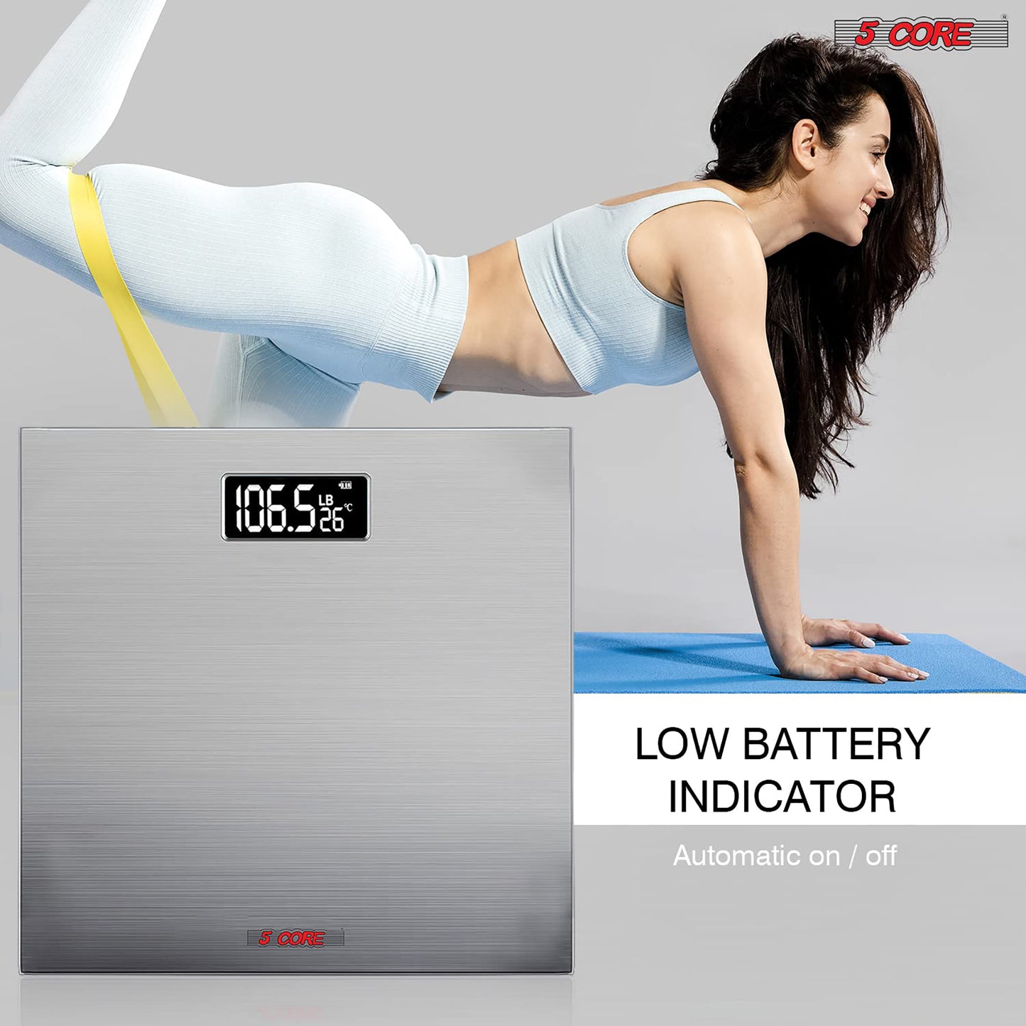 Kcubeinc Digital Scale for Body Weight Bathroom Scales Large Display Rechargeable Batteries BS 02 R SLV