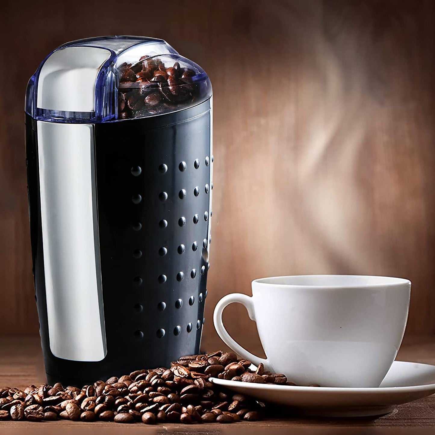 2 Pieces Electric Coffee Grinder Spice Grinders Large Portable Compact with Stainless Blade Grinder CG 01 BR & BL