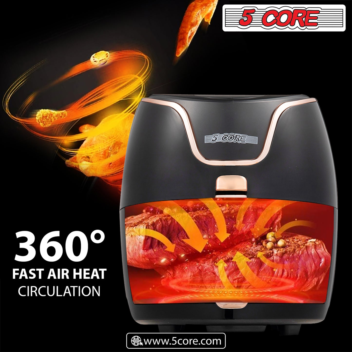 Air Fryer Oven 3.8 Quart (3.5 Liter)|Air Fryers Oven 1400W| 4-in-1 Black Airfryer, Bake, Roast, Reheat, Space-saving & Low-noise, 85% Less Oil, Nonstick, 11 Preset, Large Touch Screen- AF 380