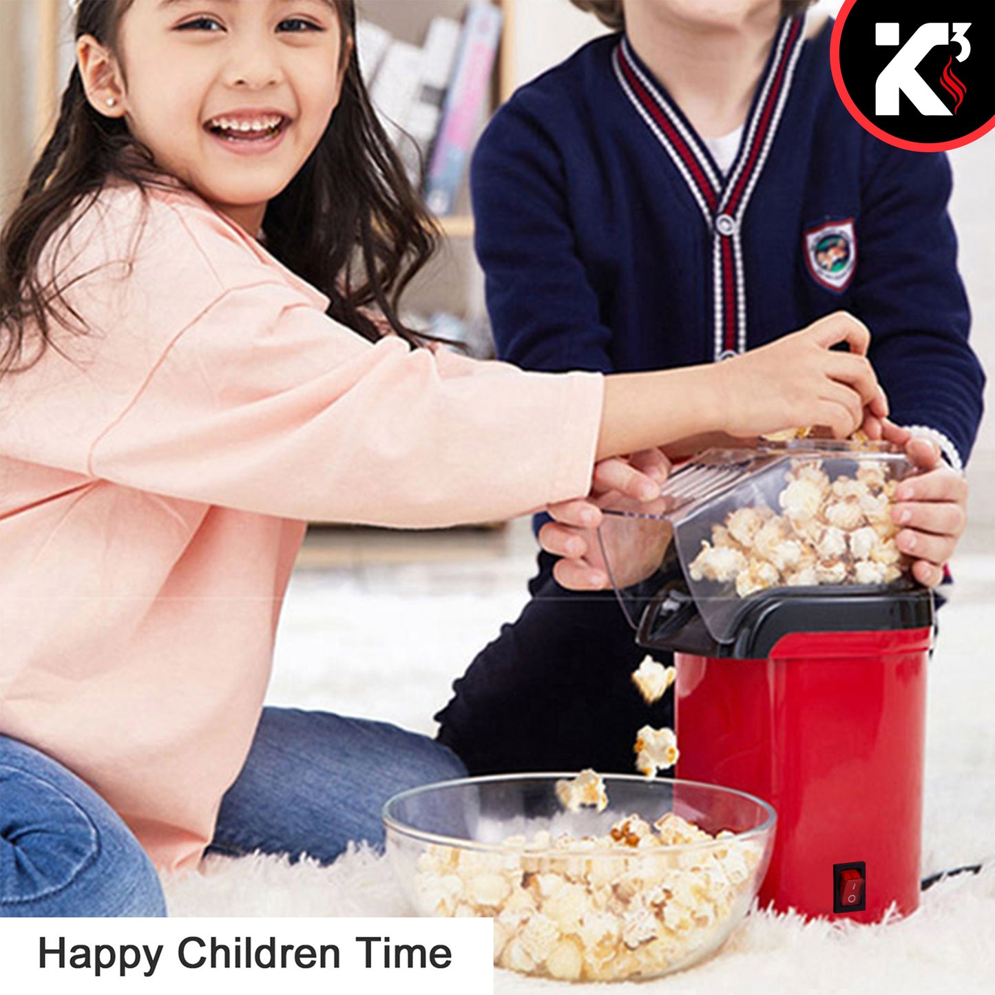 Kcubeinc Popcorn Machine Hot Air Electric Popper Kernel Corn Maker Bpa Free No Oil POP R