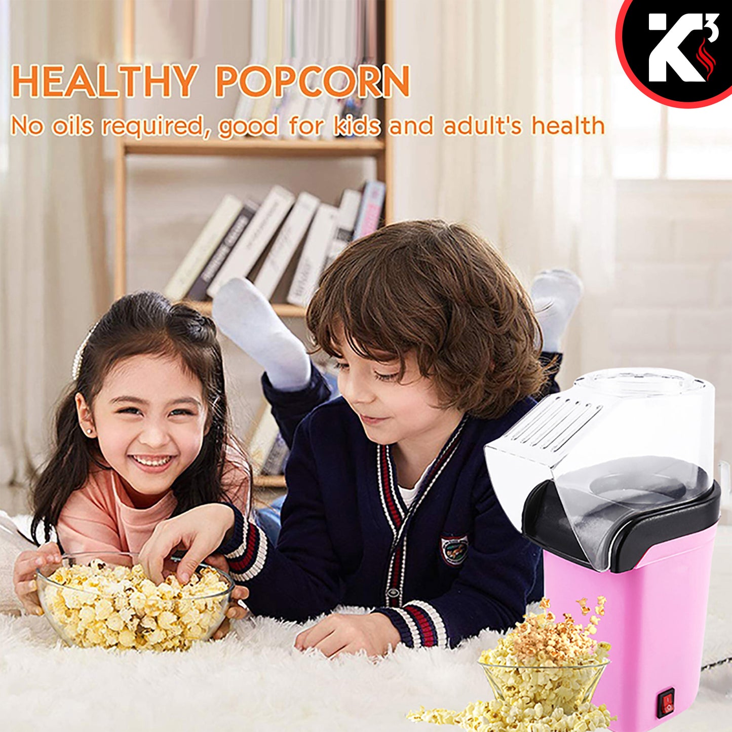 Kcubeinc Popcorn Machine Hot Air Electric Popper Kernel Corn Maker Bpa Free No Oil POP P