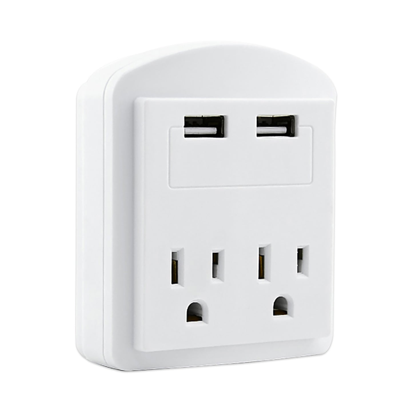 USB Wall Charger White with Surge Protector | Charging Power Outlet with 2 USB Ports and 2 AC Plug Expanders | Safe Wall Adapter for Travel, Home, Office, Cruise Dorm Essentials- 2U2O-1