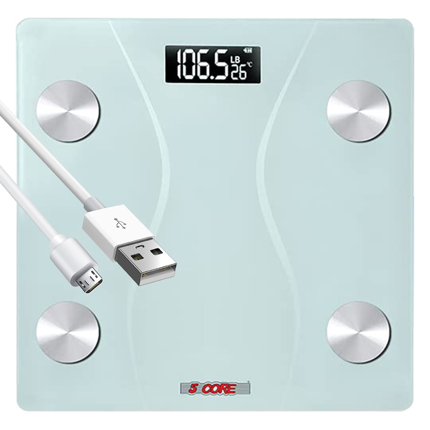 Kcubeinc Digital Scale for Body Weight Bathroom Scales Large Display Rechargeable Batteries BS 01 R WH