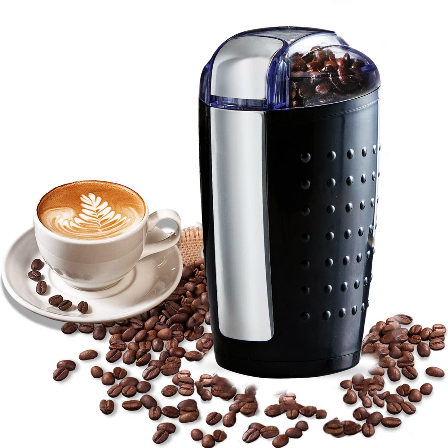 2 Pieces Electric Coffee Grinder Spice Grinders Large Portable Compact with Stainless Blade Grinder CG 01 BR & BL