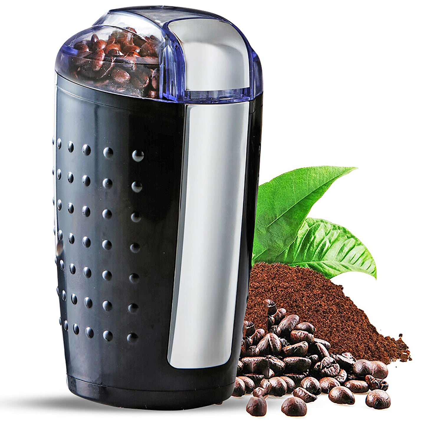 One-Touch Coffee and Spice Grinder Black| Stainless Steel Blades, Removable Chamber| Capacity up to 12 Cups| Electric Coffee Grinder for Beans, Spices, and More- CG 01 BL