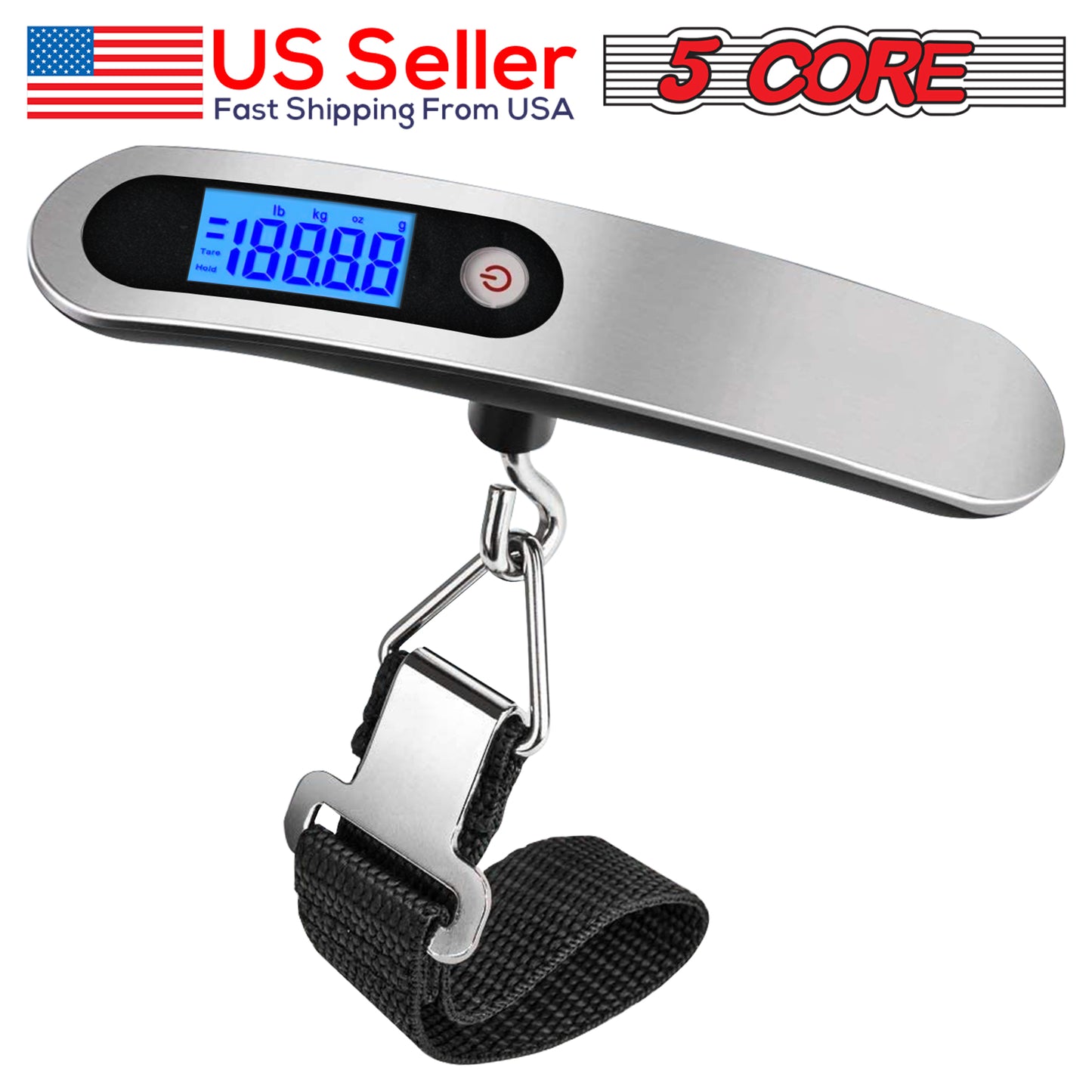 Kcubeinc 110 Pounds Digital Hanging Luggage Scale with Backlit/ Scale for Travel, Rubber Paint Handle and Battery Included- LS-005