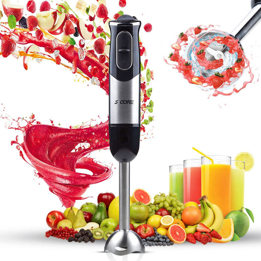 Powerful Immersion Blender| 500 Watt Multi-Purpose Hand Blender Heavy Duty Copper Motor Brushed Stainless Steel| for Soup, Smoothie, Puree, Baby Food, 304 Stainless Steel Blades- HB 1510