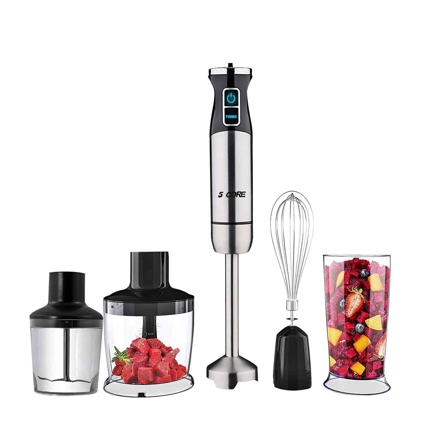 Powerful Immersion Blender Red| 500 Watt Multi-Purpose Hand Blender Heavy Duty Copper Motor 304 Stainless Steel Blades| for Soup, Smoothie, Puree, Baby Food, 304 Stainless Steel Blades- HB 1520
