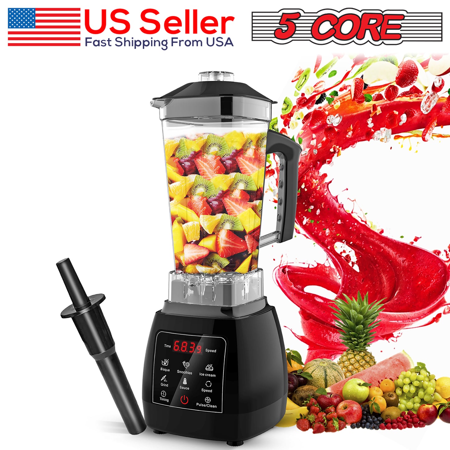 Personal Blender for Shakes and Smoothies/ Portable Blender with 68 Oz Capacity with Travel Cup and Lid/ Heavy-Duty Portable Blender & Food Processor Ideal for Juices, Baby Food- JB 2000 D