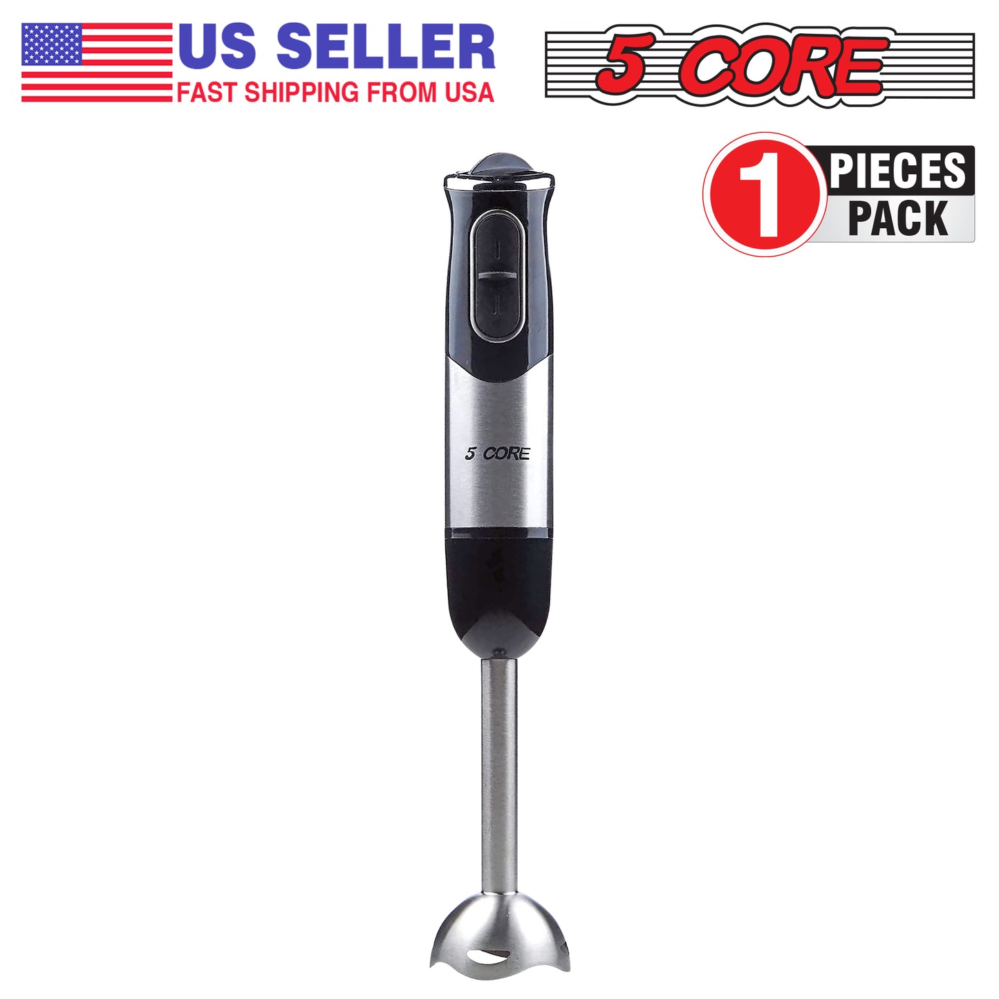 Powerful Immersion Blender| 500 Watt Multi-Purpose Hand Blender Heavy Duty Copper Motor Brushed Stainless Steel| for Soup, Smoothie, Puree, Baby Food, 304 Stainless Steel Blades- HB 1510