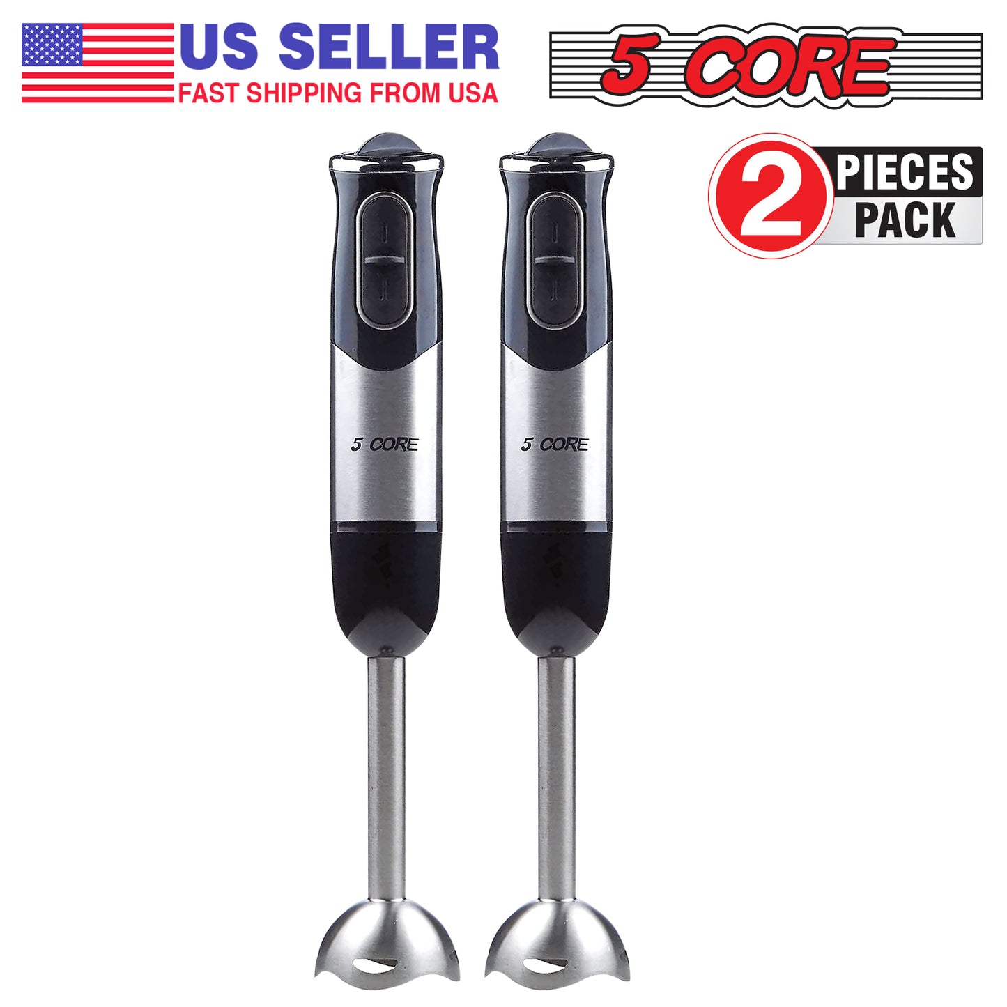 Powerful Immersion Blender| 500 Watt Multi-Purpose Hand Blender Heavy Duty Copper Motor Brushed Stainless Steel| for Soup, Smoothie, Puree, Baby Food, 304 Stainless Steel Blades- HB 1510