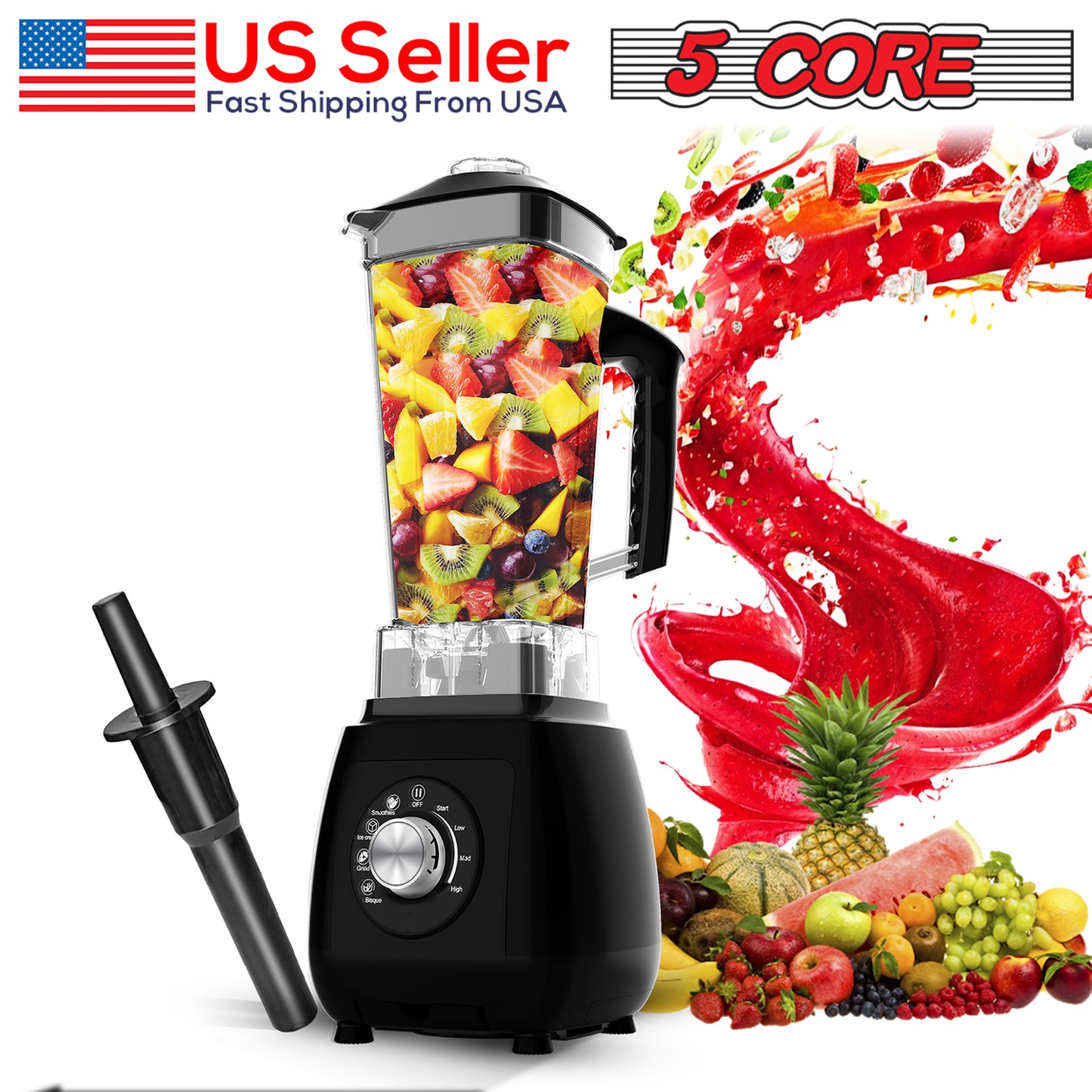 Personal Blender for Shakes & Smoothies/ Portable Blender 68 Oz Capacity, Titanium Blade, Travel Cup & Lid/ Heavy-Duty Portable Blender & Food Processor Ideal for Juices, Baby Food- JB 2000 M