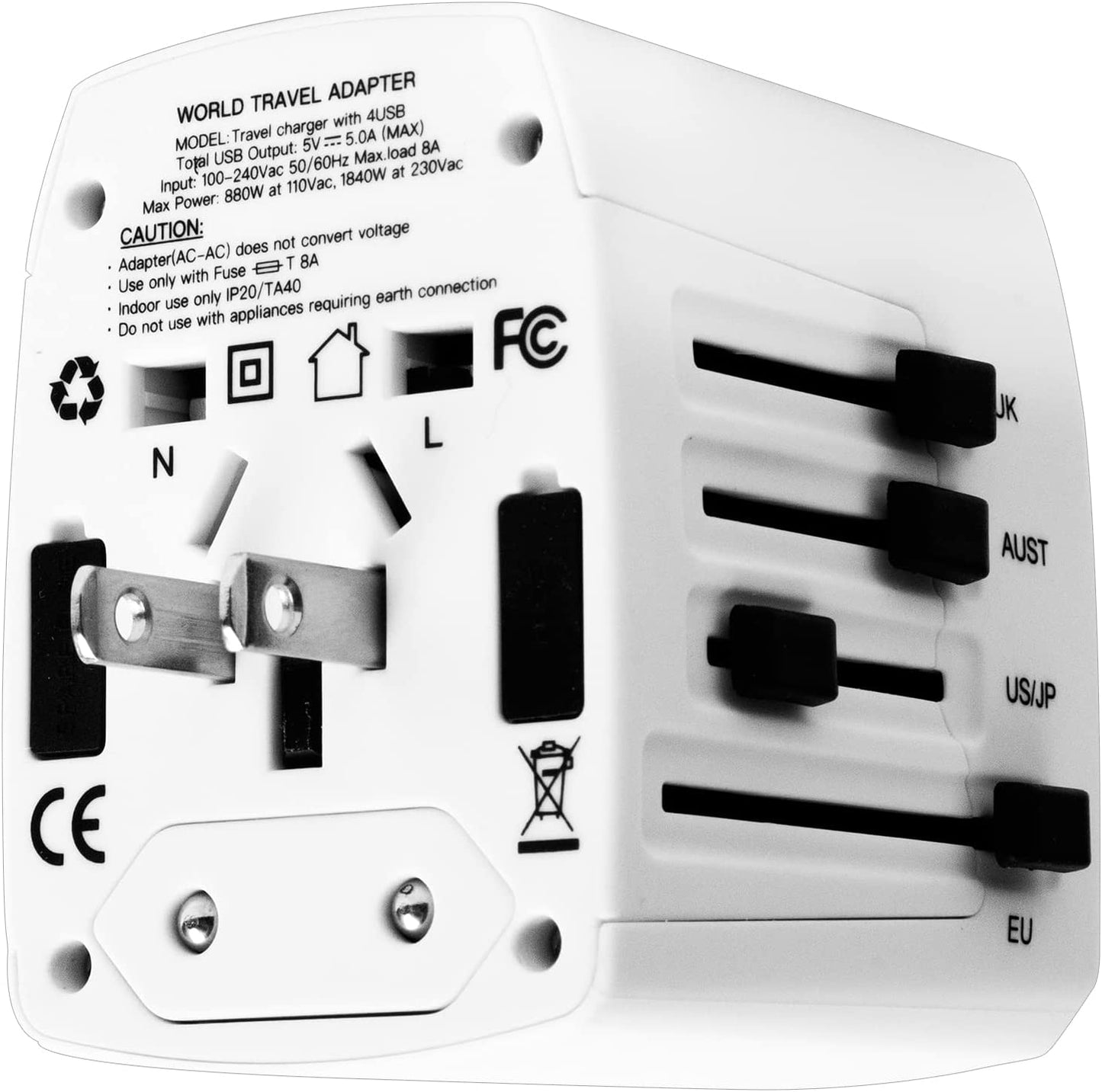 Multi Plug Outlet Extender Power Travel Adapter Wall Plug 3/4 USB Cube Charger UTA W