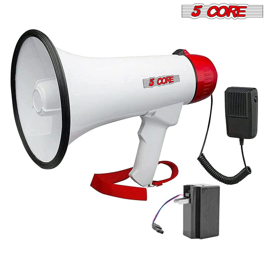 Megaphone Speaker 40W Portable Bullhorn White Color| Rechargeable, Siren Mode, Recording, Detachable Mic | Perfect for Outdoor Events, Cheerleading, Kids, Safety Drillss- 20RF WB