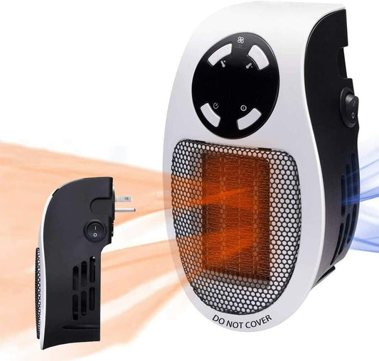 500W Space heater, Wall Outlet Electric Space Heater with Adjustable Thermostat and Timer and Led Display, Compact, Plug In Heater for Office and home PIH