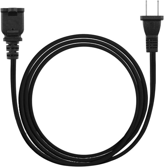 2-Prong Male-Female Extension Power Cord Cable, Outlet Extension Cable Cord US AC 2-Prong Male-Female Power Cable 13A/125V, Black EXC BLK 15FT