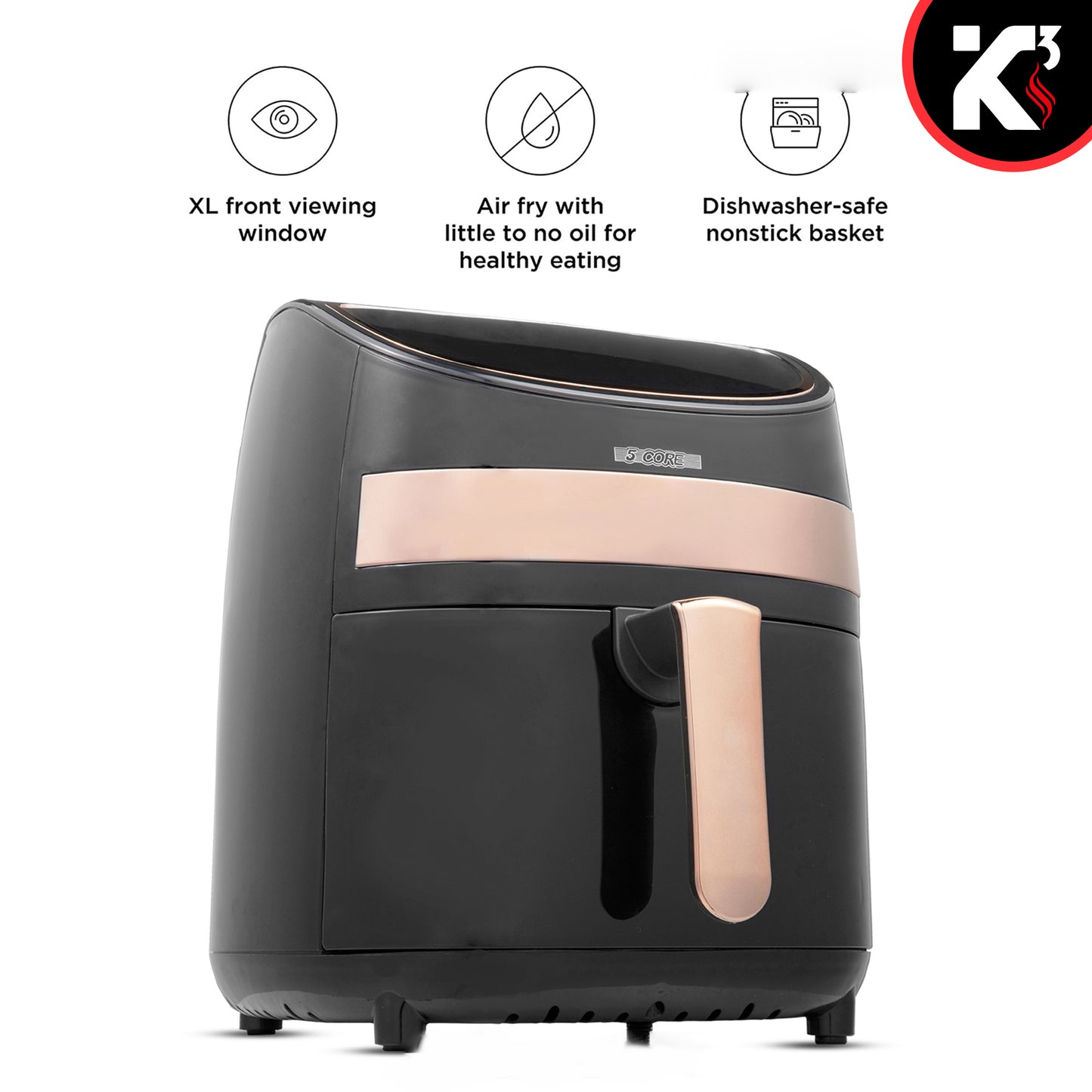 Air Fryer Oven 3.2 Quart (3 Liter)| 4-in-1 Black Airfryer, Bake, Roast, Reheat, Space-saving & Low-noise, 85% Oil-less, Nonstick| Large Touch Screen, ETL Approved- AF 320