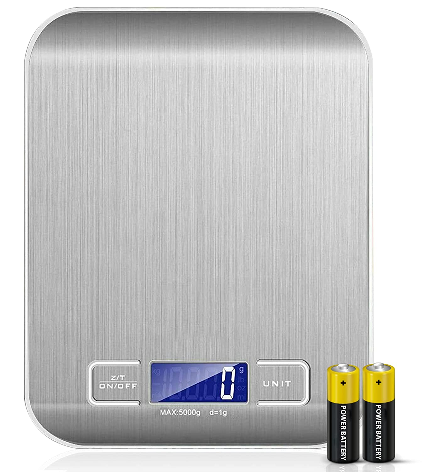 Kcubeinc Food Scale Digital Kitchen Scale 11Lb Silver / 5KG Food Scale with LCD Display for Baking Cooking and Meal Prep, 6 Units with Tare Function/ Weight - KG, LB, GM & OZ 11LB/Batteries Included- K 53