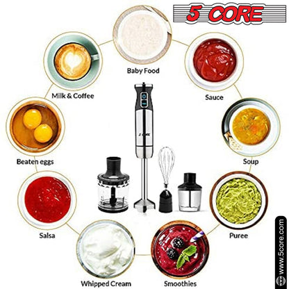 Powerful Immersion Blender Red| 500 Watt Multi-Purpose Hand Blender Heavy Duty Copper Motor 304 Stainless Steel Blades| for Soup, Smoothie, Puree, Baby Food, 304 Stainless Steel Blades- HB 1520