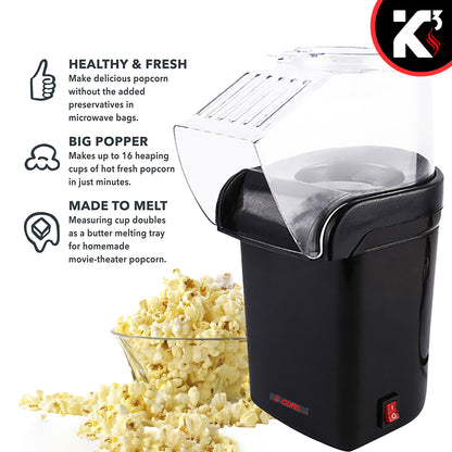 Kcubeinc Popcorn Machine Hot Air Electric Popper Kernel Corn Maker Bpa Free No Oil POP B
