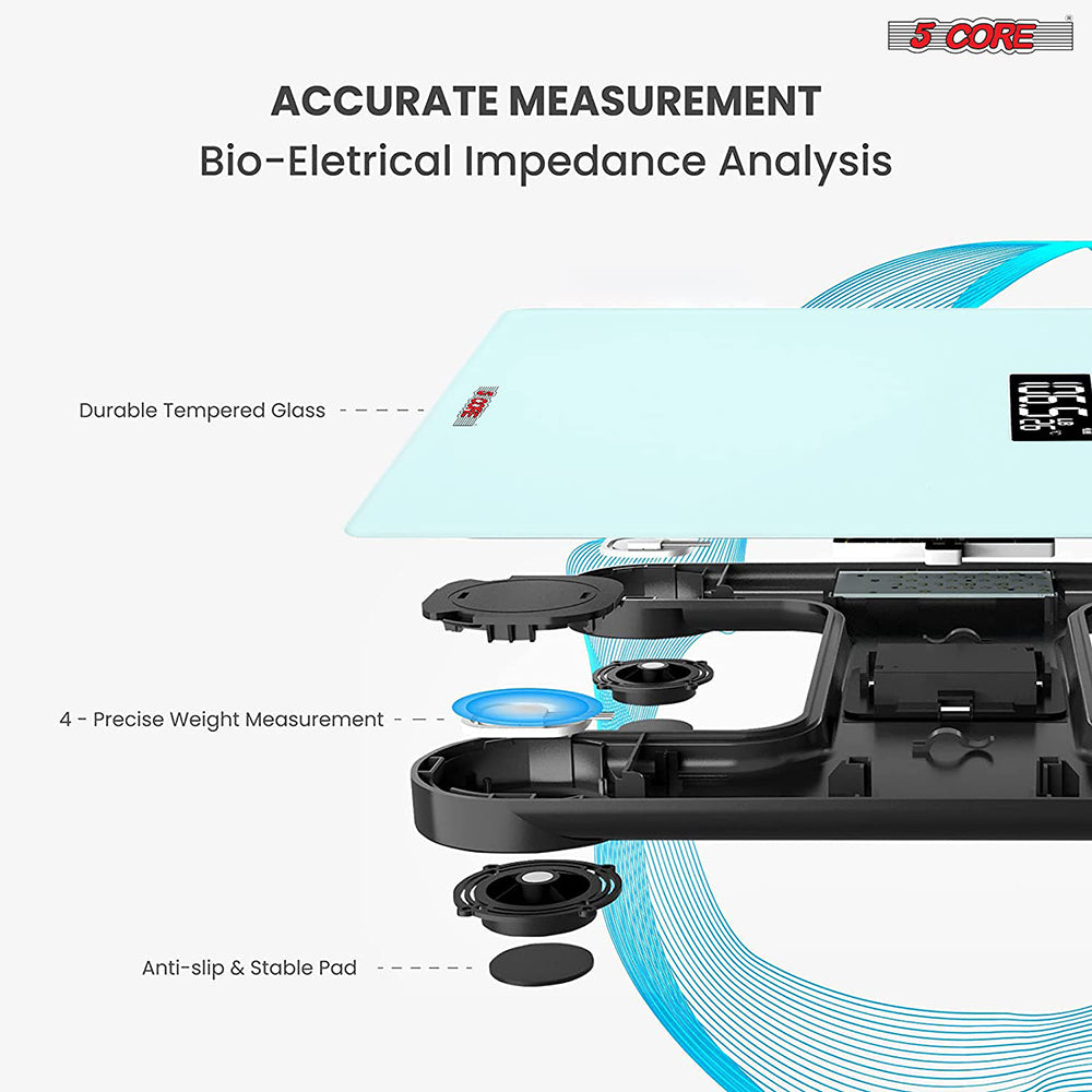 Kcubeinc Digital Scale for Body Weight Bathroom Scales Large Display Rechargeable Batteries BS 02 R WH