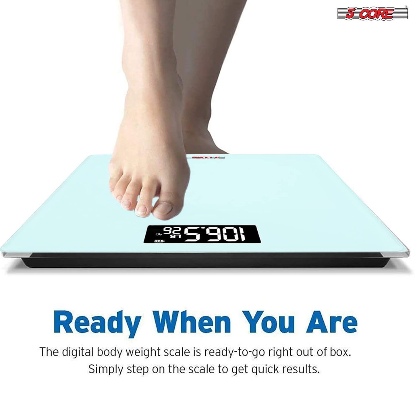 Kcubeinc Digital Scale for Body Weight, Precision Bathroom Weighing Bath Scale, Step-On Technology, High Capacity - 400 lbs. Large Display, Batteries Included BS 02 B WH