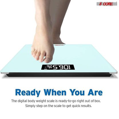 Kcubeinc Digital Scale for Body Weight, Precision Bathroom Weighing Bath Scale, Step-On Technology, High Capacity - 400 lbs. Large Display, Batteries Included BS 02 B WH