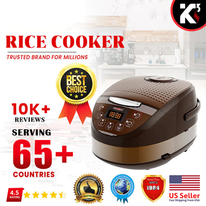 Kcubeinc 5.3Qt Asian Rice Cooker Digital Programmable 15-in-1 Ergonomic Large Touch Screen Electric Multi Cooker Slow Cooker Steamer Pot Warmer 11 Cups 24 Hour Delay Timer Auto Keep Warm Feature RC 0502