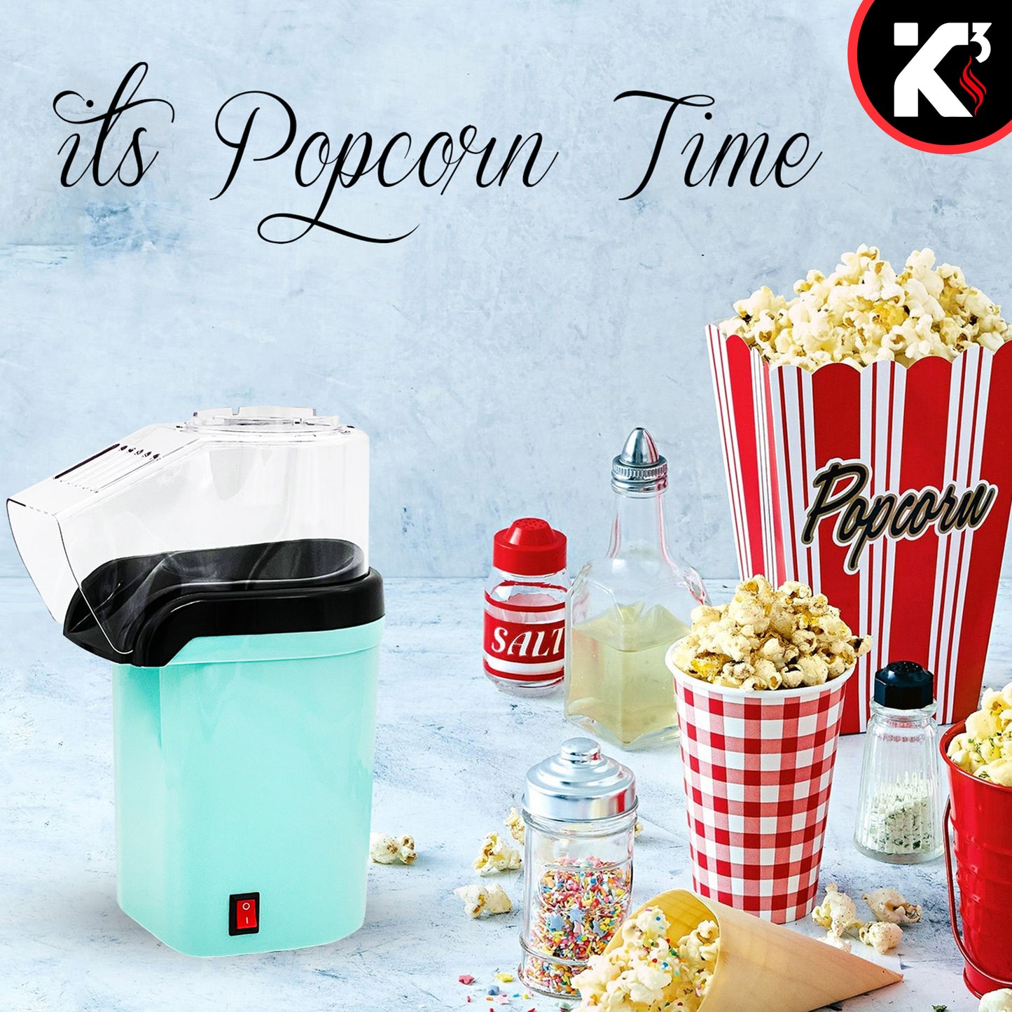 Kcubeinc Popcorn Machine Hot Air Electric Popper Kernel Corn Maker Bpa Free No Oil POP G