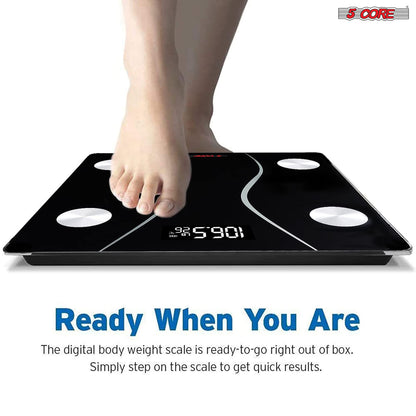 Kcubeinc Digital Scale for Body Weight, Precision Bathroom Weighing Bath Scale, Step-On Technology, High Capacity - 400 lbs. Large Display, Batteries Included BS 01 B BLK