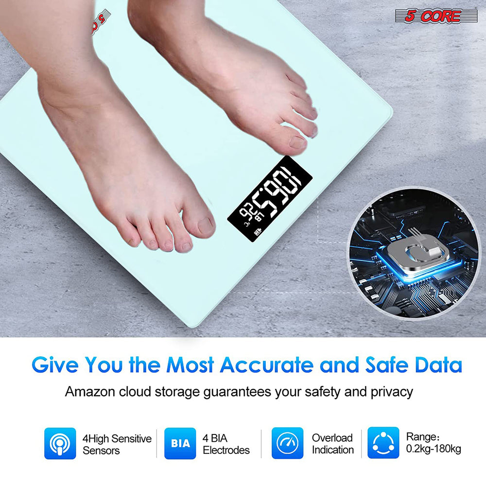 Kcubeinc Digital Scale for Body Weight Bathroom Scales Large Display Rechargeable Batteries BS 02 R WH