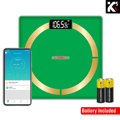 Kcubeinc Smart Digital Scale for Body Weight and Fat Percentage, Battery Power Digital Bathroom Smart Scale Bluetooth Body Fat Scale, BMI Monitor with App 400lbs- BBS 03 B SG
