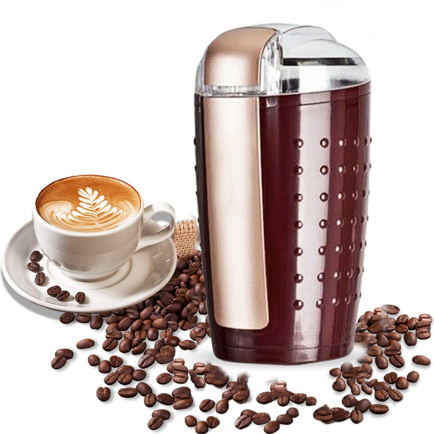 2 Pieces Electric Coffee Grinder Spice Grinders Large Portable Compact with Stainless Blade Grinder CG 01 BR & BL