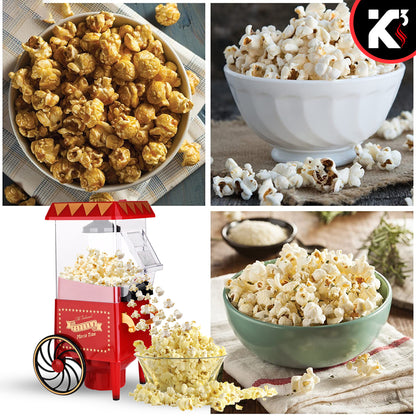 Kcubeinc Nostalgia Vintage Table-Top Popcorn Maker Machine with Wheels, 1400 Watts, 120 V, Hot Air POP 820