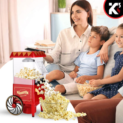 Kcubeinc Nostalgia Vintage Table-Top Popcorn Maker Machine with Wheels, 1400 Watts, 120 V, Hot Air POP 820