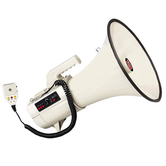 Megaphone 50W Premium Bull Horn for Clear Sound with Ergonomic Grip| Multi-Function with Talk, Siren, Record, Volume Control| USB, SD, AUX Input| Handheld Mic Indoor & Outdoor Use- 4501 USB