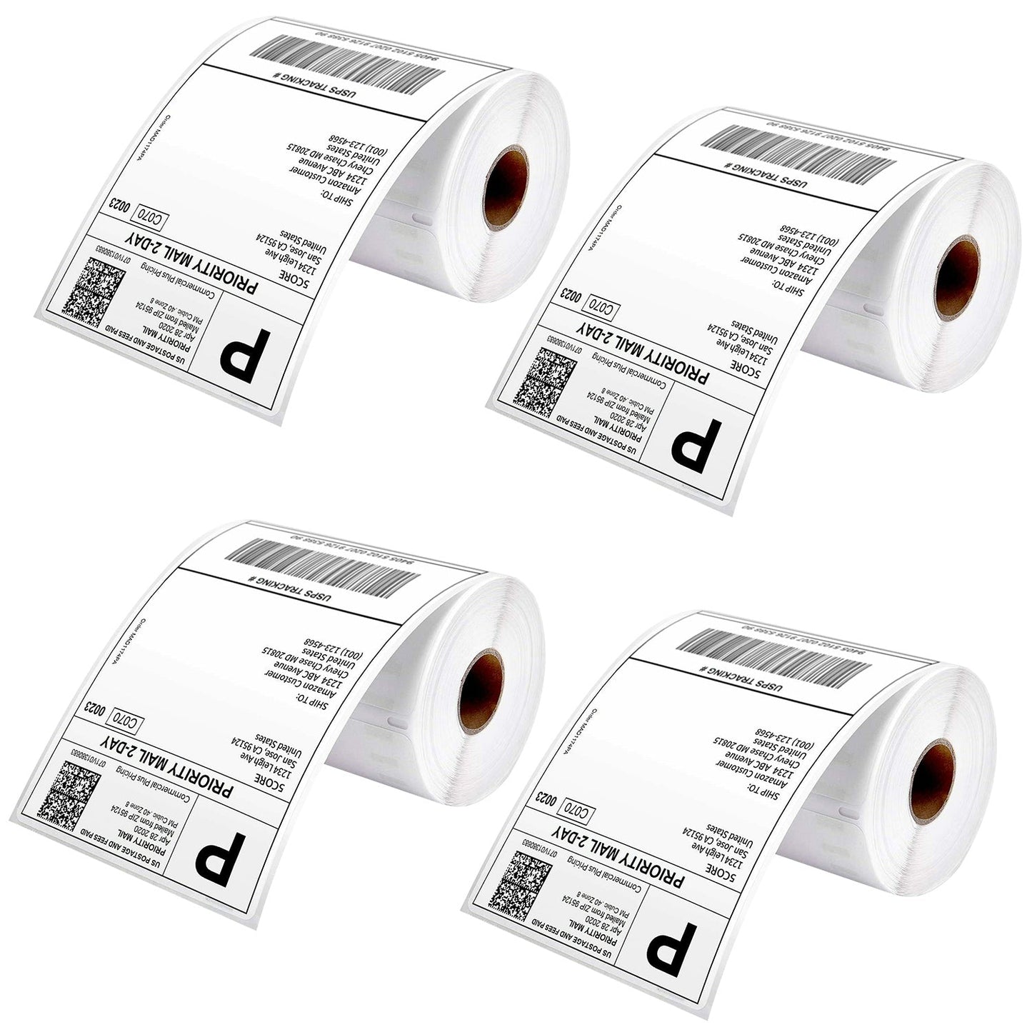 4"x6" Direct Thermal Shipping Label/ 4x6 4 Rolls Direct 250/paper Sticker/Perforated White Mailing Labels, Commercial Grade, Premium Adhesive, Compatible with Most Thermal Printers- DTL 4PK
