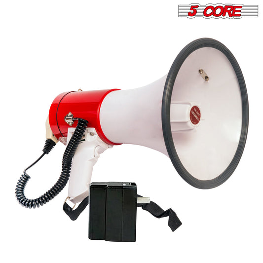 Megaphone Speaker | 25W Powerful Rechargable PA Horn| REC, Siren, Volume Control |AUX, USB, SD Card Input| Handheld Mic with Ergonomic Grip| for Indoor & Outdoor Use- 66SF WB