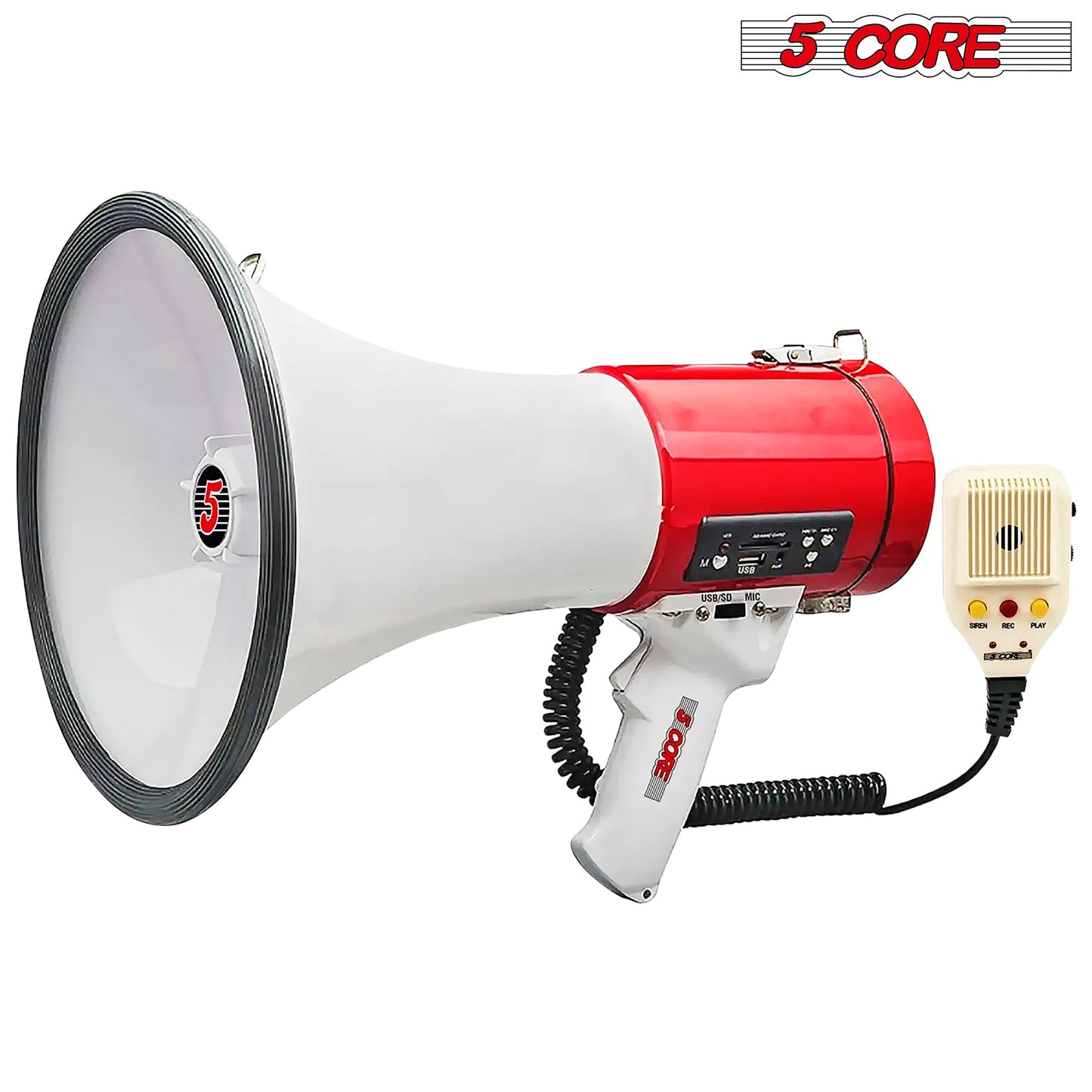 Megaphone Speaker| 25W Bullhorn Clear & Far Reaching Sound- Multi-Function with REC, Siren, Volume Control |AUX, USB, SD Input| Handheld Mic with ergonomic Grip| for Indoor & Outdoor Use- 66SF